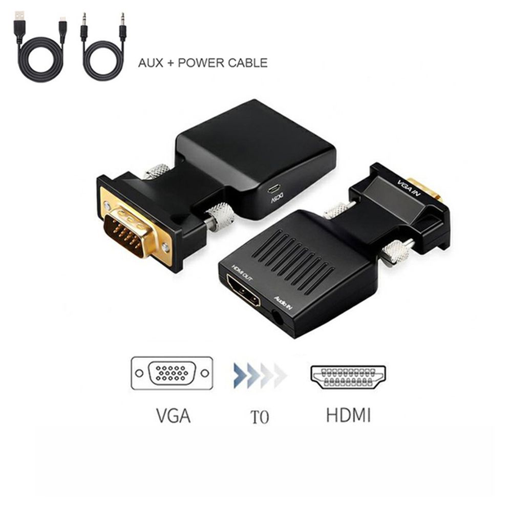 Rebuy Adapter Converter Vga Ke Hdmi 1080p Dengan Output Video + Audio Untuk Laptop / Pc