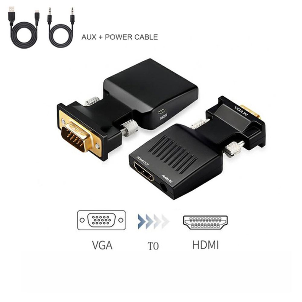 Rebuy Adapter Converter Vga Ke Hdmi 1080p Dengan Output Video + Audio Untuk Laptop / Pc