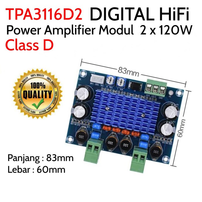 Audio Amplifier Stereo HiFi 2 x 120W Class D TPA3116D2