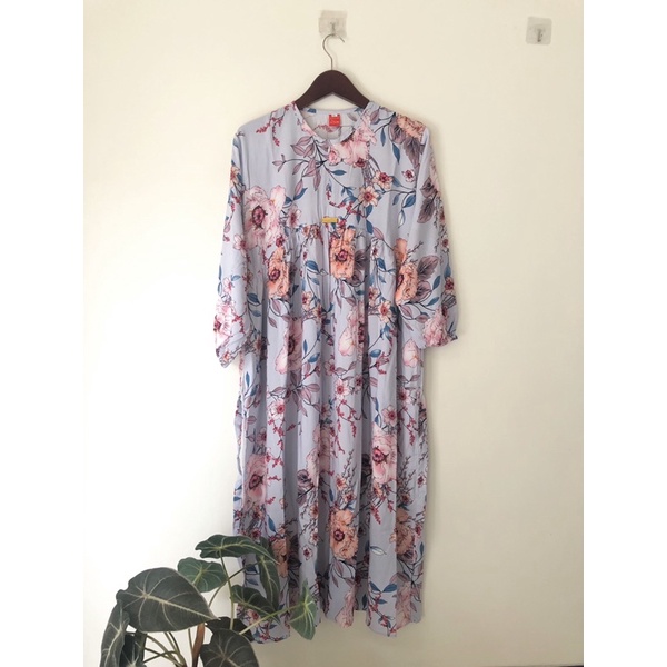 GAMIS SABRINA BAHAN RAYON VISCOS/GAMIS RAYON MOTIF BUNGAGAMIS RAYON BURKAT VIRAL KEKINIAN/GAMIS RAYON/DRESS KASUAL/DRESS LEBARAN MOTIF BUNG