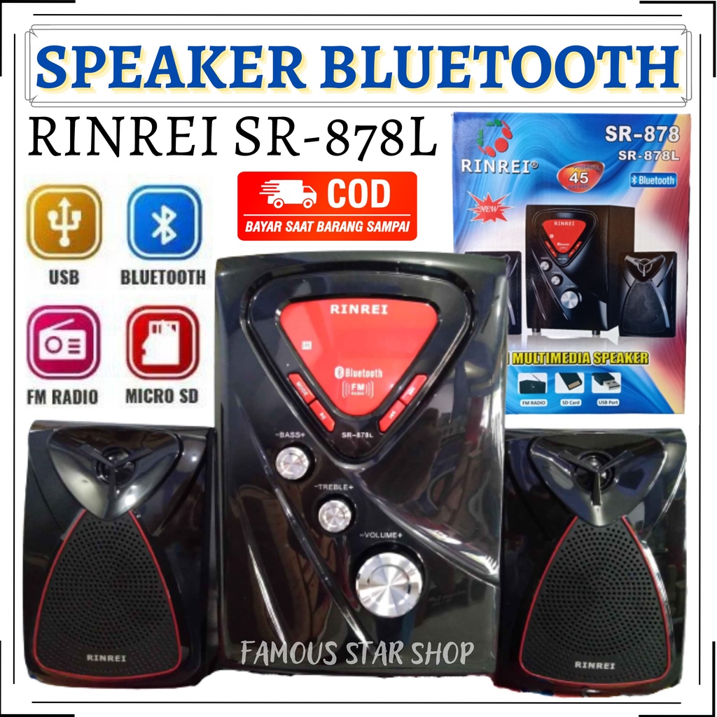 Speaker Rinrei SR-878L Speaker Bluetooth Speaker Multimedia 2.1 Super Bass RINREI SR 878L COD Murah Kemana Saja | FMS