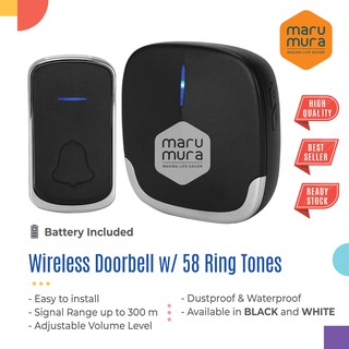 Marumura Wireless Doorbell Waterproof Dustproof | Bel Rumah Tanpa Kabel | Anti Air Anti Debu