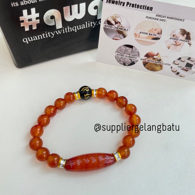 gelang batu chinese unisex pria wanita tibet hoki om mani padme hum supplier bahan aksesoris craft keberuntungan persahabatan hadiah