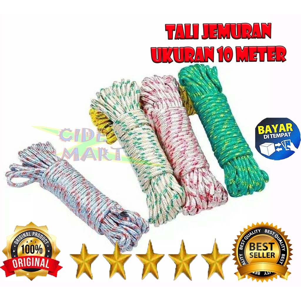 Tali Jemuran Baju Nylon 10m Anti Slip Ikat Tambang Kemah Camping Nilon 10 Meter Clothesline Kuat