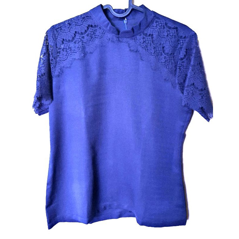 (Preloved) Atasan kerah qipao - Navy