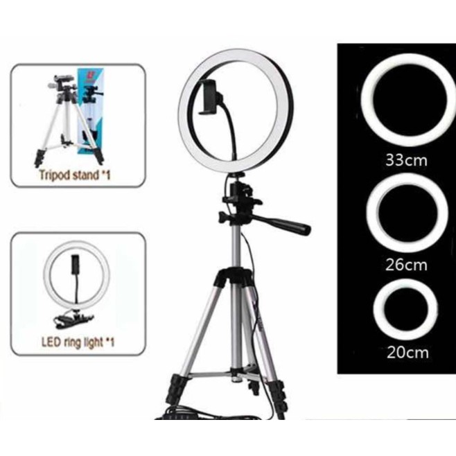 RINGLIGHT 20CM 26CM 33CM TRIPOD 1 METER SILVER DAN BLACK [PM]