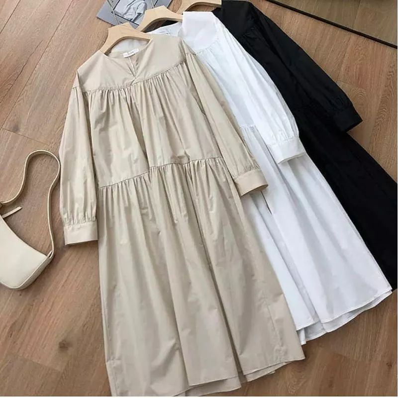 Helmia Midi Dress JUMBO XXL 120 / Dress Wanita / Midi Dress Korea / Gamis Wanita Terbaru Kekinian / Fashion Muslim / Dress Murah