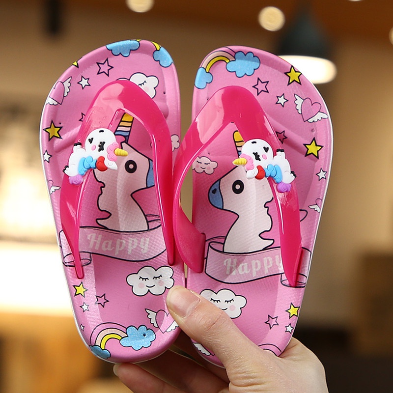 HappyOliver SANDAL JEPIT UNICORN Sandal Japit Anak Perempuan Bahan Karet Model Lucu 0-5 Tahun Import