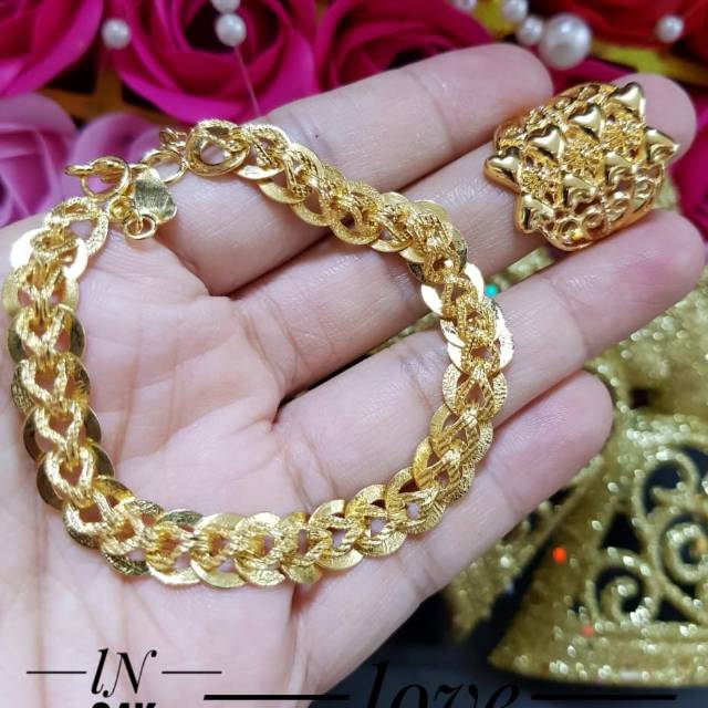 Xuping gelang dan cincin lapis emas 1102j