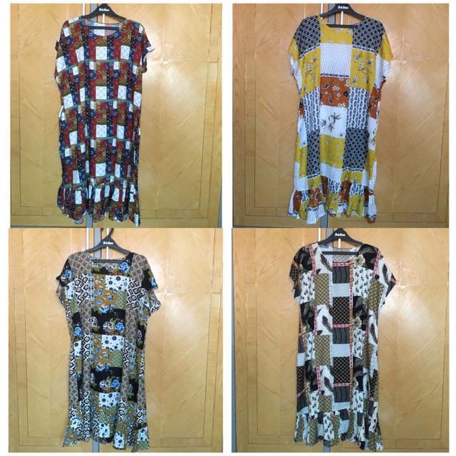 Daster habel,csl,& tanpa merek katun rayon selutut rempel motif