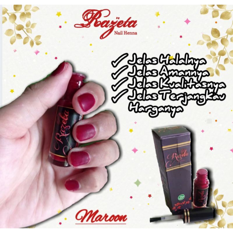 (MASTER STOKIS) PROMO RAZETA NAIL HENNA- HALAL - AWET 3 bulan - No luntur luntur