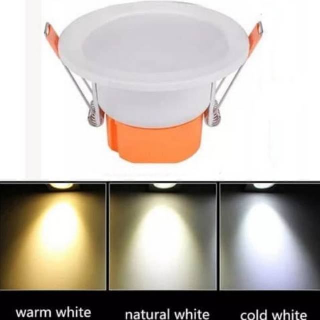 Lampu LED Downlight 3 Warna 9W (Putih - Warm White - Kuning)