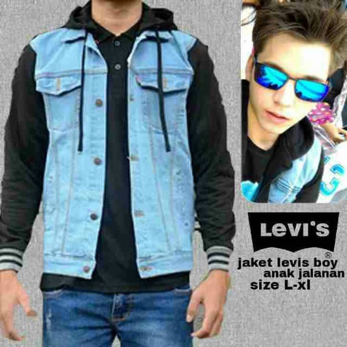 JAKET LEVIS BOY ANAK JALANAN HITAM DENIM HOODIE  Fashion Bandung Jaket Murah Distro Kekinian Keren T