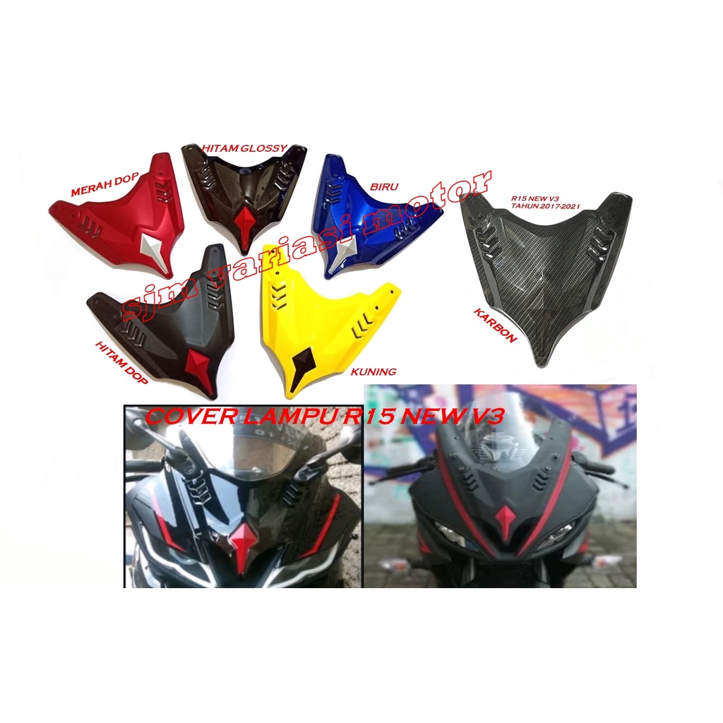 tameng lampu R15 new V3 COVER LAMPU DEPAN YAMAHA R15 NEW VVA LED KEDOK LAMPU R15 NEW V3