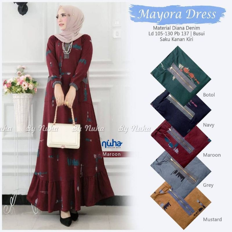 GAMIS JUMBO MAYORA DRESS NUHA MOSLEM WEAR U&U CLOTHING WSK FASHION VINSTONE KALILA OENTOENG STORE