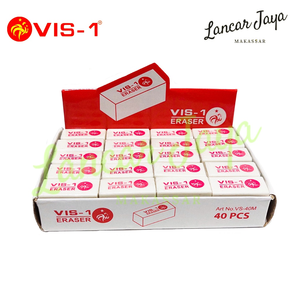 

[ 1 BOX / 40 PCS ] Penghapus / Eraser Merah Vis-1 VS-40M
