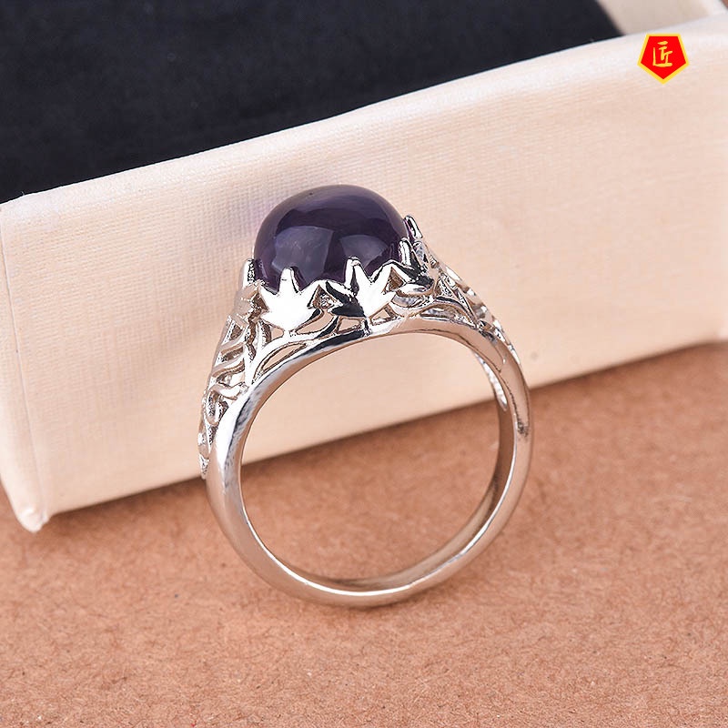 [Ready Stock]Purple Crystal Vintage Ring 925 Silver Fashion Elegant