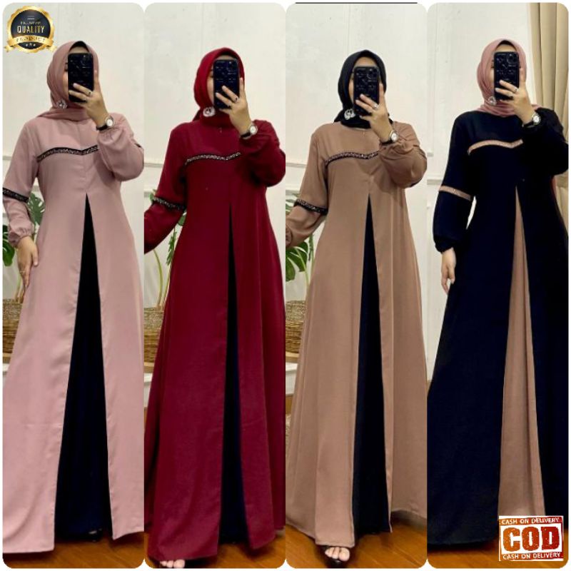 Gamis Terbaru Jihan Dress Original Brand Amore by Ruby Fashion Muslimah Terkini Outfit Kondangan Wan