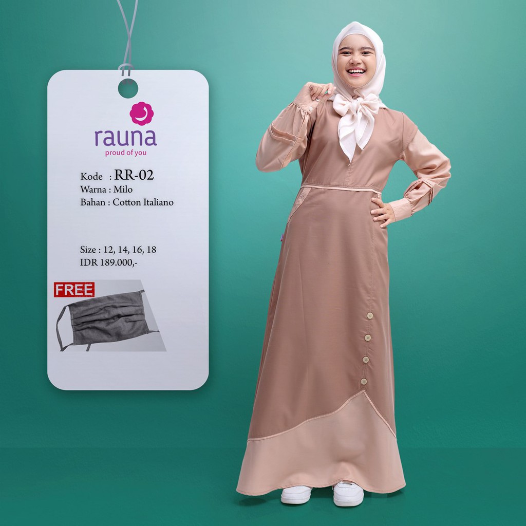 Gamis Remaja Anak Perempuan / Gamis Rauna RR-02 / Fashion Muslim / COD