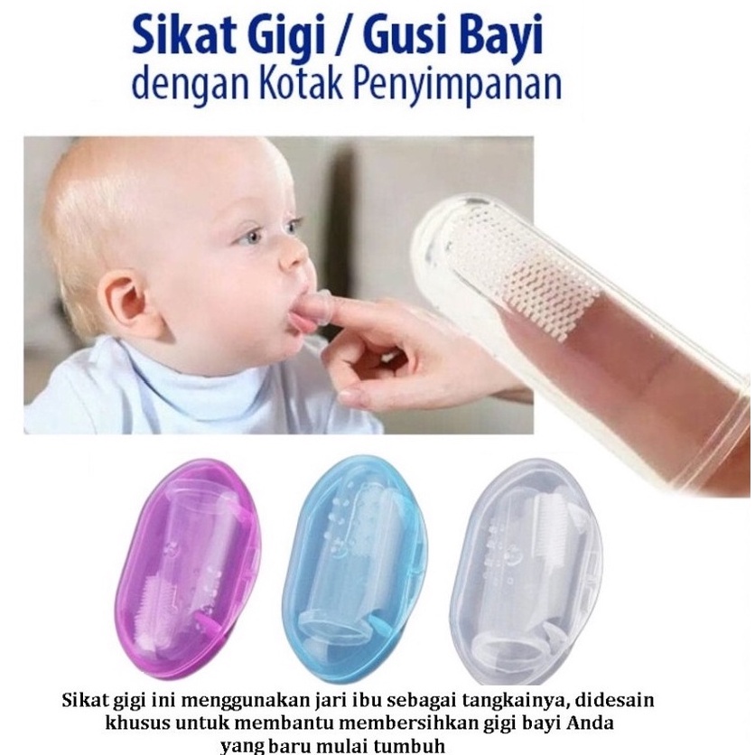 PA Sikat Lidah Bayi / Sikat Gigi Lidah Bayi Silikon Baby Finger FINGGER TOOH BRUSH ( FREE KOTAK ) Food Grade BPA FREE - SS165