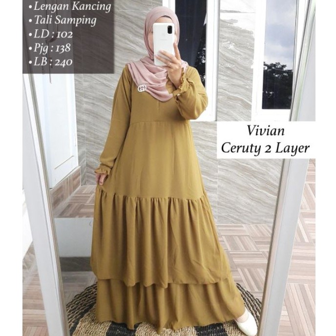 Gamis Ceruty Babydoll Layer Free Boorch/ Gamis Ceruty Double Layer