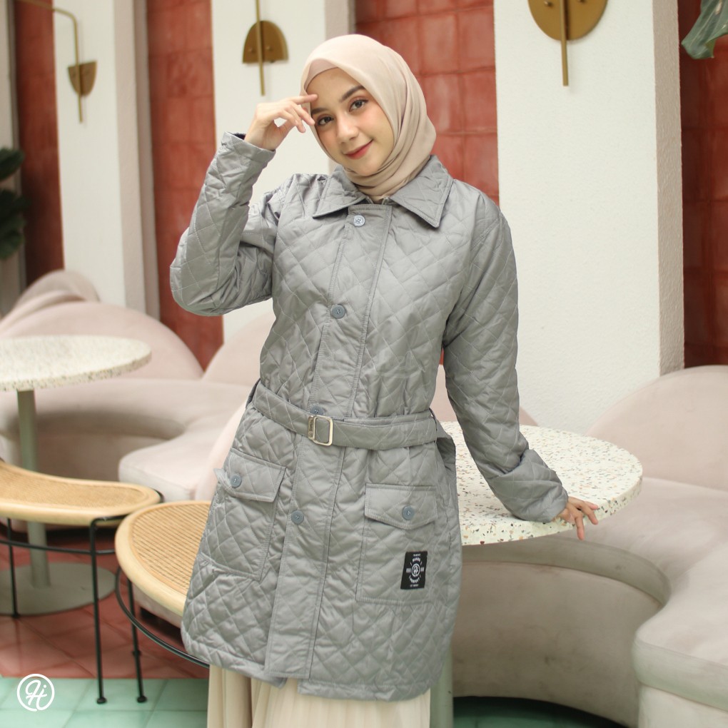 HIJACKET AGNEZIA | HIJAKET JAKET HIJAB PANJANG WANITA MUSLIMAH SYAR'I-Grey