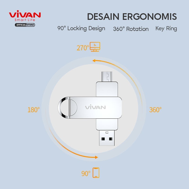 Vivan VOM132 32GB Flashdisk OTG Dual Interface Micro-USB Metal Body