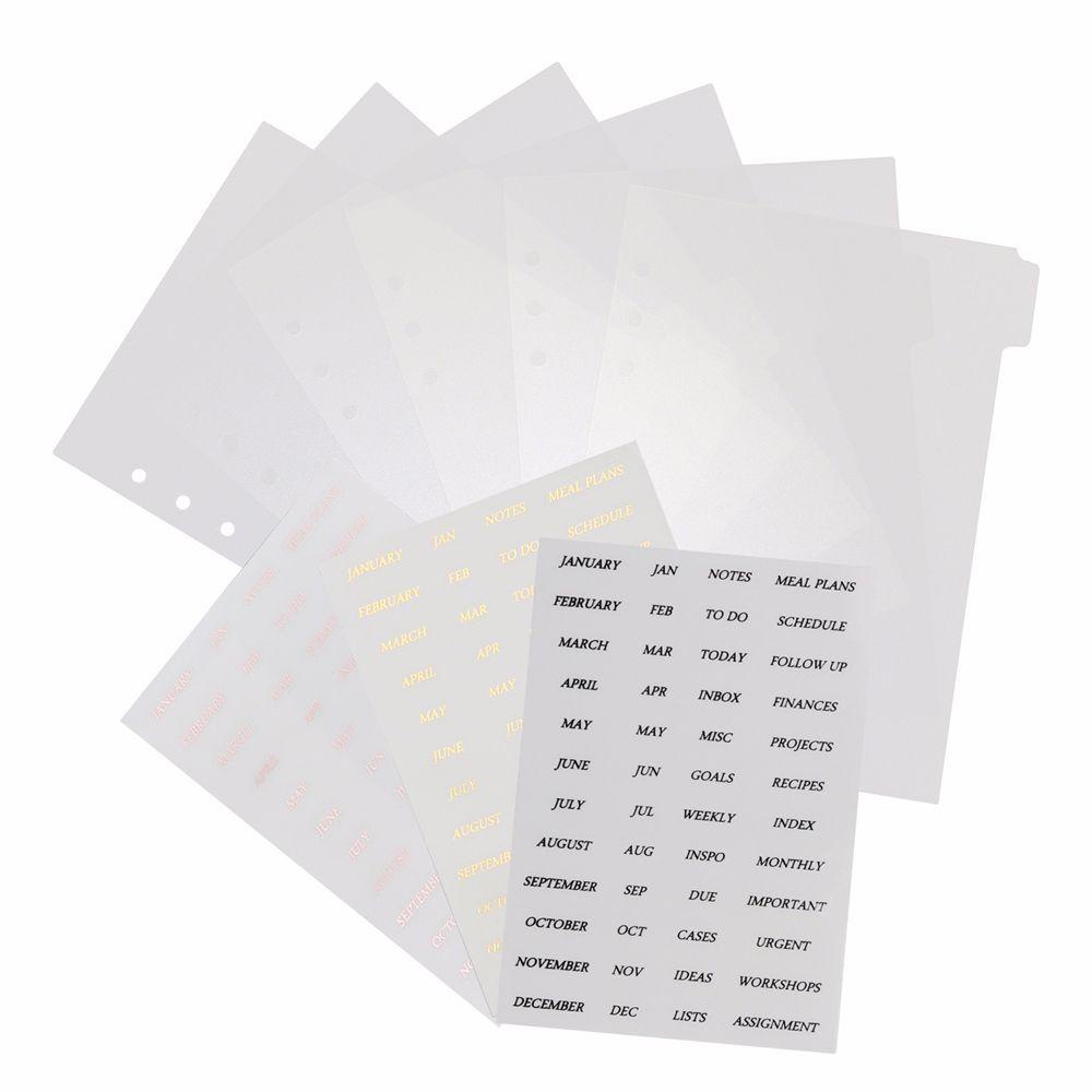 Rebuy Binder Index Divider Kreatif PVC Untuk A5/A6 Notebook Pemisah Halaman Longgar Daun Pengikat Perlengkapan Binder Index Separator