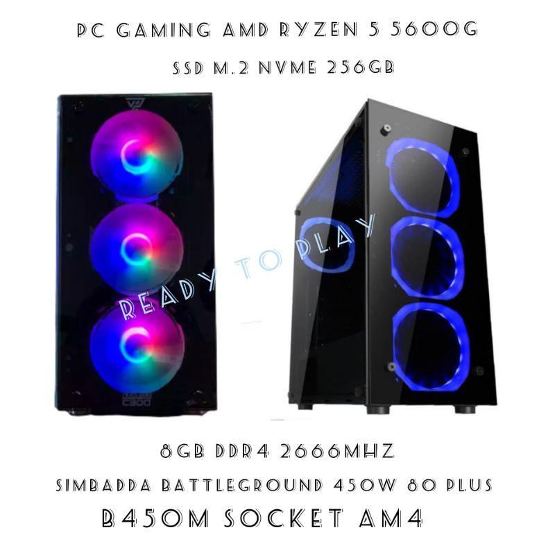 PC GAMING AMD RYZEN 5 5600G | 8GB RAM | 256GB M.2 NVME