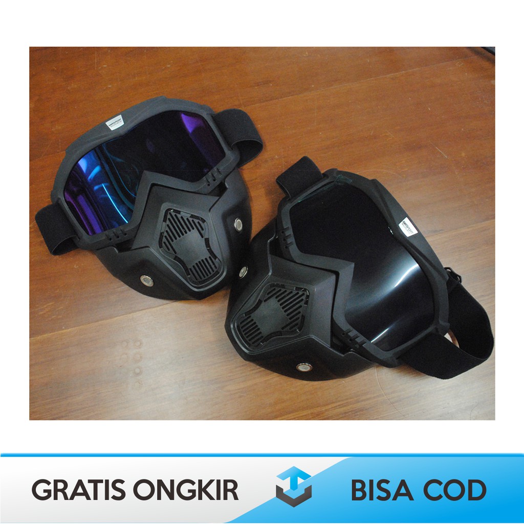 KACAMATA HELM MOTOR BOGO PRIA RETRO GOGGLES ORIGINAL TAFFSPORT ANTI DEBU DAN ANGIN ANTI SILAU UV