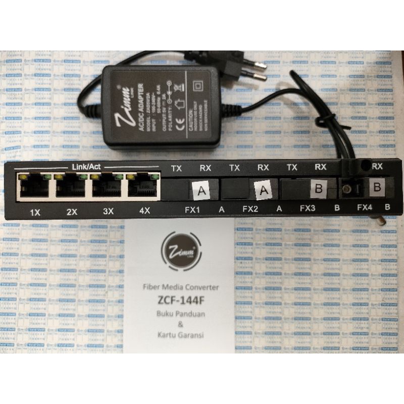 Zimmlink ZCF-144F Media Converter 4  FO AABB to 4 LAN 10/100Mbps