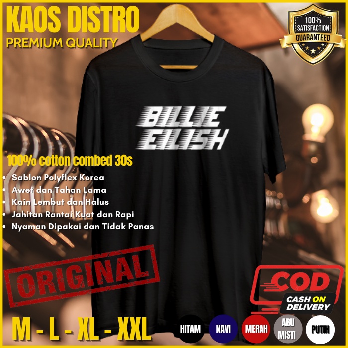 Kaos Musik Billie Eilish Baju Distro Pria Branded Original Tshirt Cowok Keren Kekinian Billie Eilish