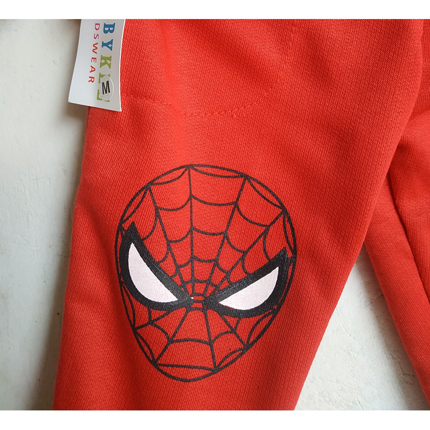 Setelan Jogger Sweater Training Anak Superhero Spiderman Merah Umur 2 3 4 5 6 Tahun