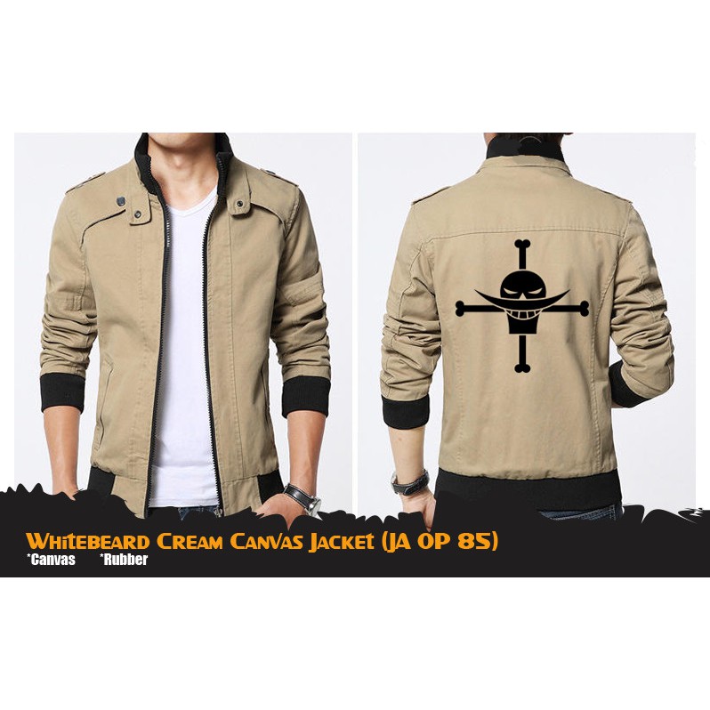 One Piece Whitebeard Cream Canvas Jacket Jaket Anime JA OP 85