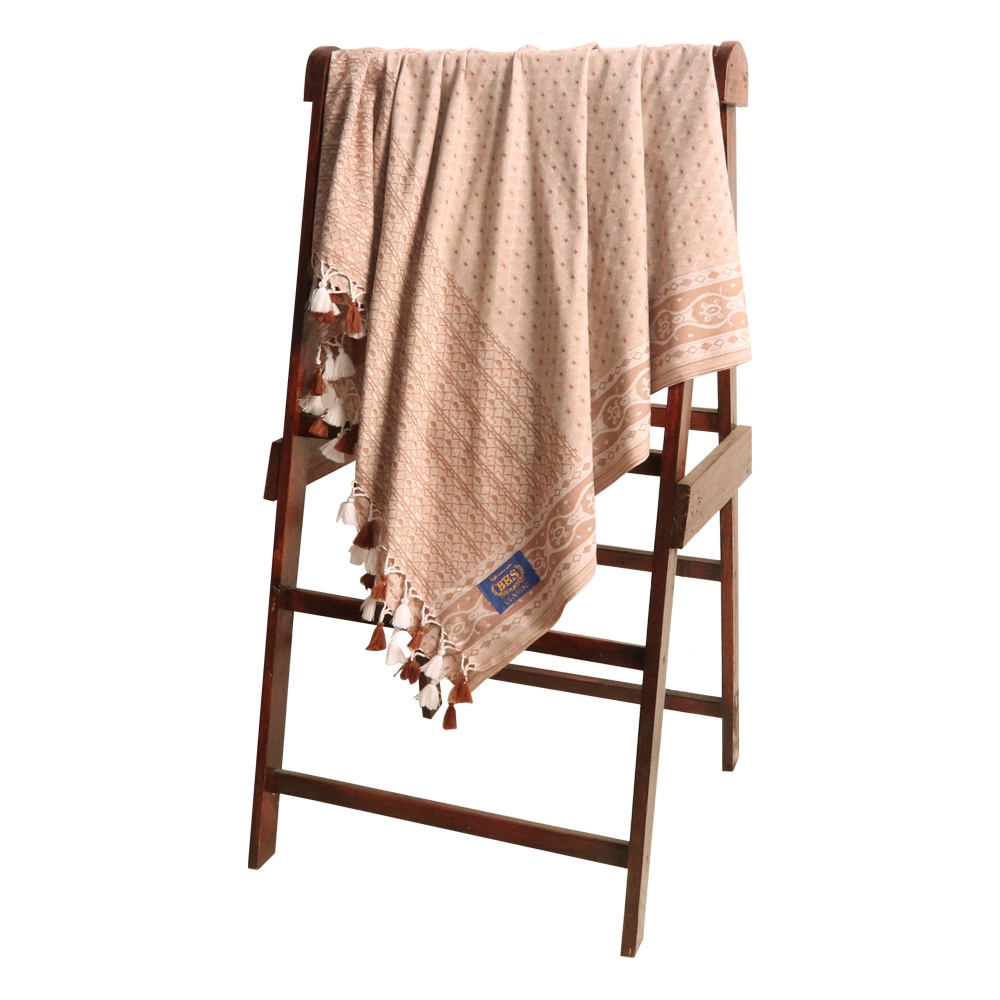 Surban Subaiyah BHS Classic Motif Jacquard Coklat Putih