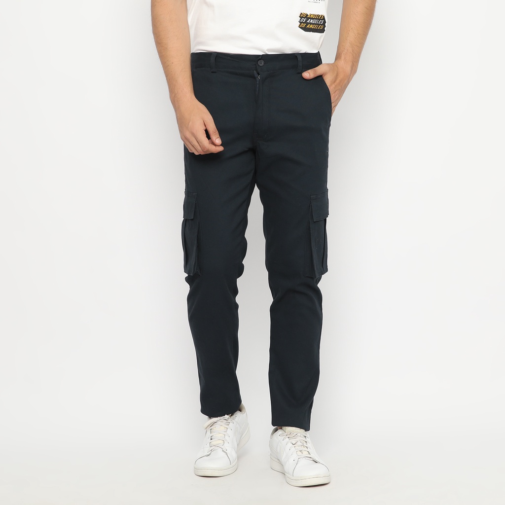 Code Male - Barnet Cargo Pants / Celana Cargo Panjang Pria stretch Blue Black