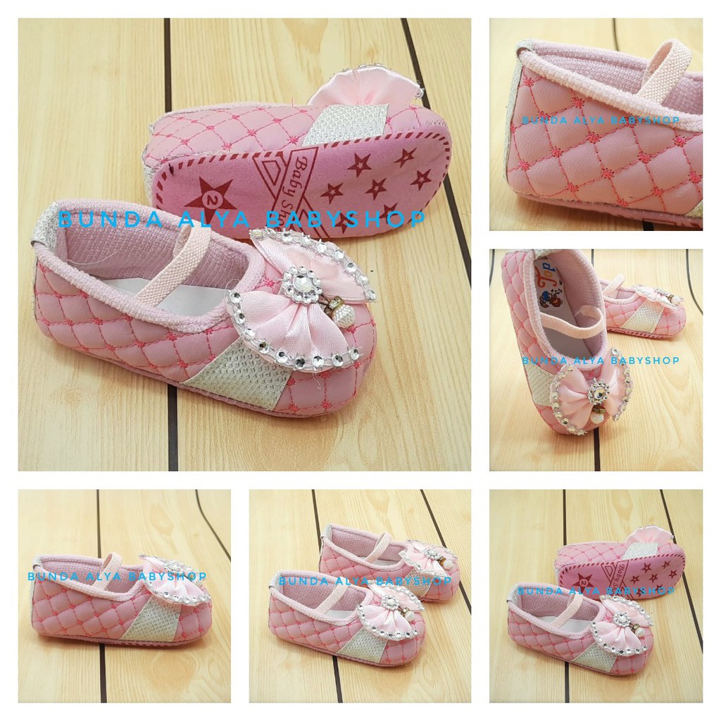 Sepatu Bayi Perempuan Pita PINK - Prewalker Baby Girl - PW Bayi - Sepatu Bayi Cewek Alas Kain SALE