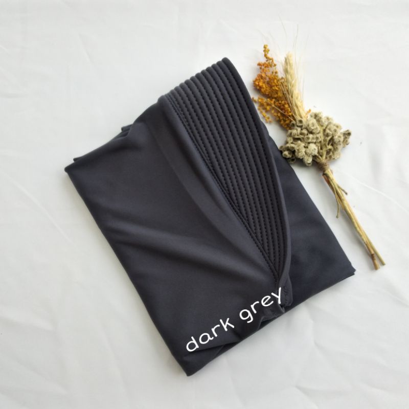 Hijab Bergo Spandek Jersey Menutup Dada/Hijab Instan Bergo Hamidah/Hijab Sport-Dark grey