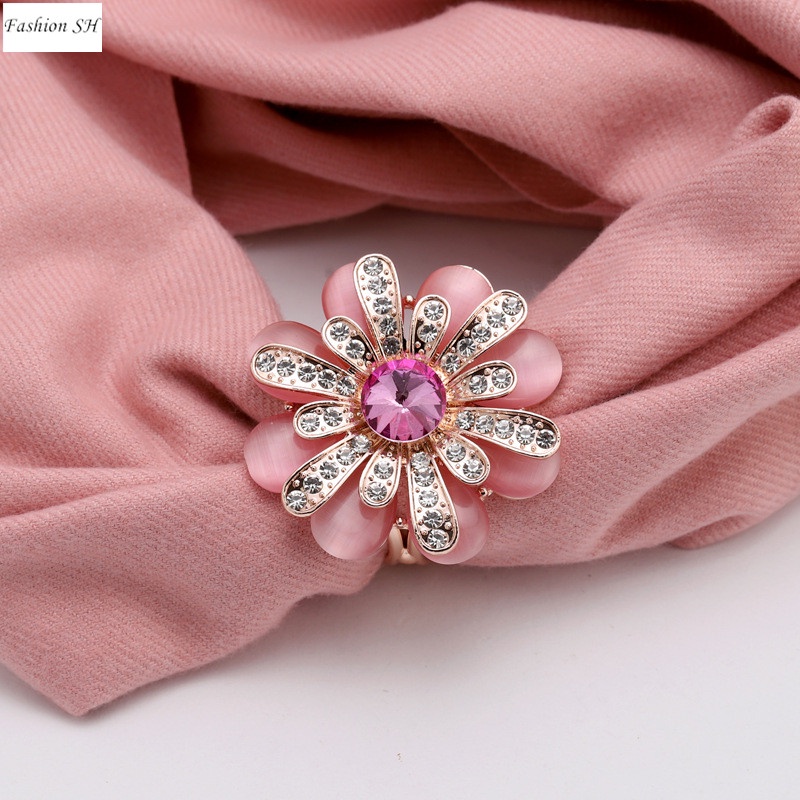 Pearl rhinestone scarf ring clip brooch pin M40012