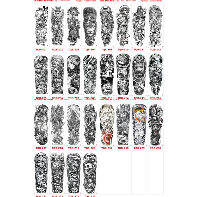 10Lembar Tatto Temporary full arm RANDOM Terbaru