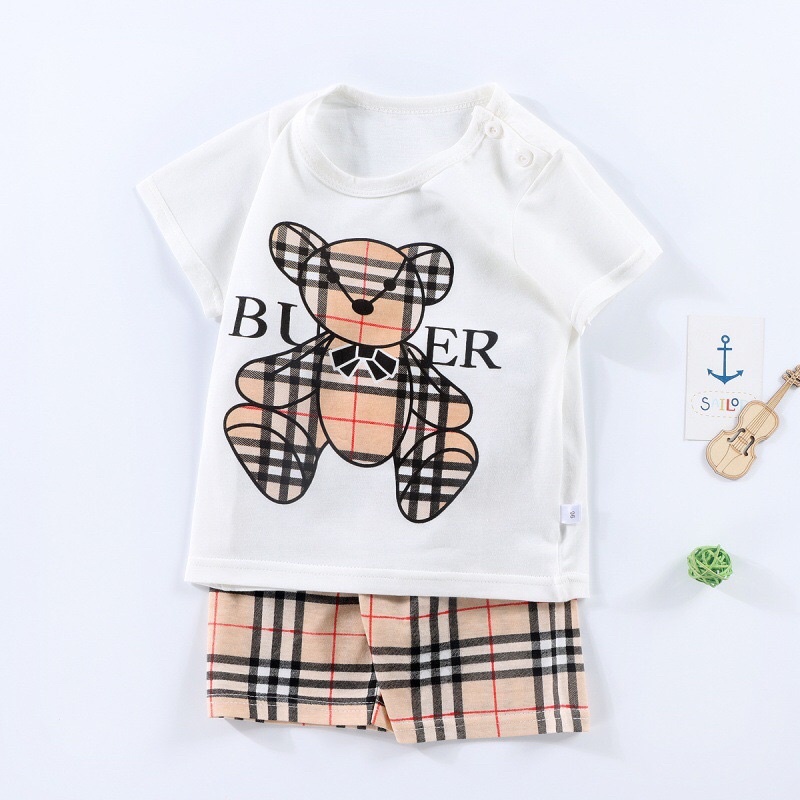 Baju Setelan Anak Bahan Katun Premium Setelan Anak unisex Bahan Adem dan Nyaman Baju Anak Gambar Bear Baju Santai Anak Baju Setelan Anak Murah