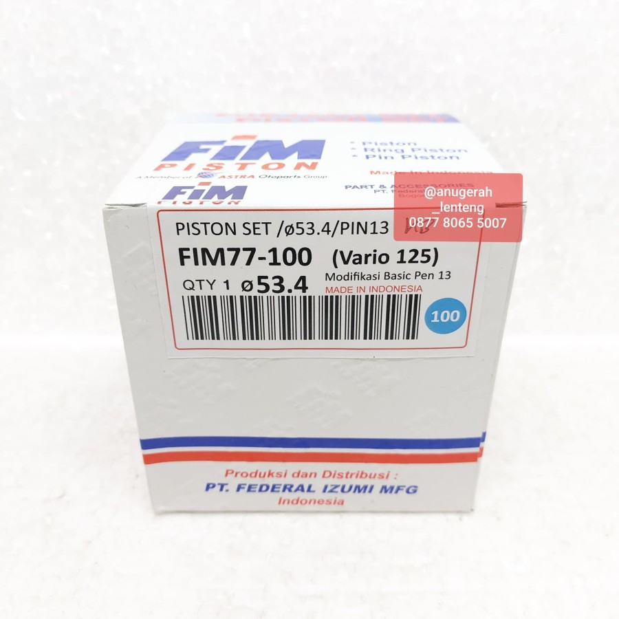 Piston Kit FIM 77 OS 100 1.00 Honda Vario 125