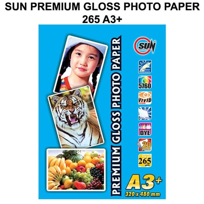 

(DISKON TERMURAH) Kertas Foto A3+ SUN Premium Gloss Photo Glossy Paper 265 gsm