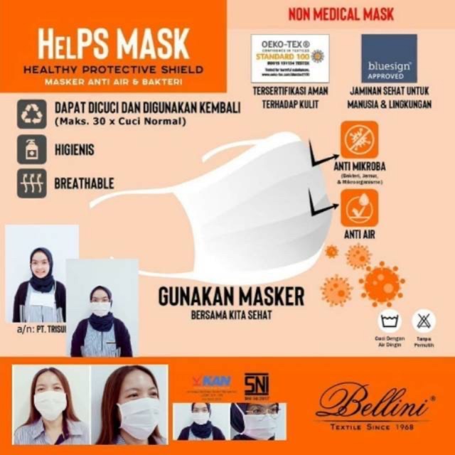 PGC MASKER / MASKER MULUT /MASKER HIJAB / MASKER KAIN / TALI  / MASKER HIJAB KAIN BELLINI HelPS MASK