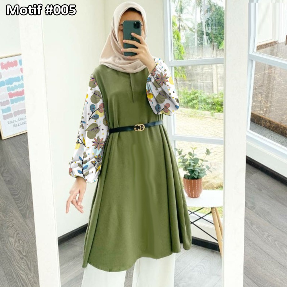 Tunik Jumbo - Gamis Wanita Kekinian - Baju Atasan Wanita - Bungaz Motif Gabungan - Lexoir-Bungaz 005 TNI