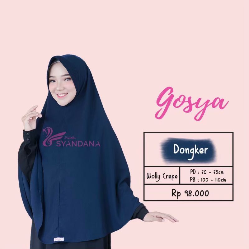 Hijab Syandana Gosya (L) Warna Baru Dan Lama Khimar Bergo Kerudung Jilbab Instan-Dongker