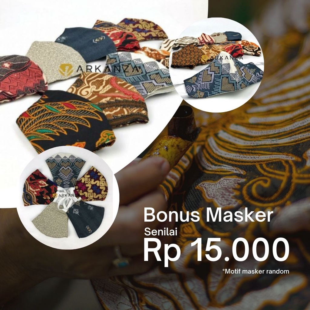 BATIK ARKANZA Motif GAUTAMA EMAS Hem Atasan Kemeja Baju Batik Pria Cowok Produsen Slimfit Full Lapis Furing Lengan Panjang Lengan Pendek Original Asli