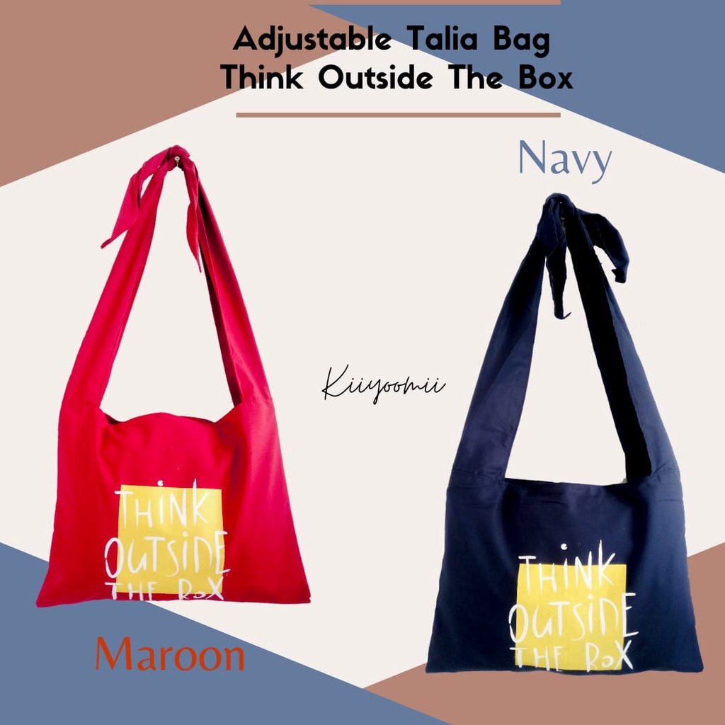 Adjustable totebag Talia Bag Sablon ( pakai resleting ) || Kiiyoomii ||