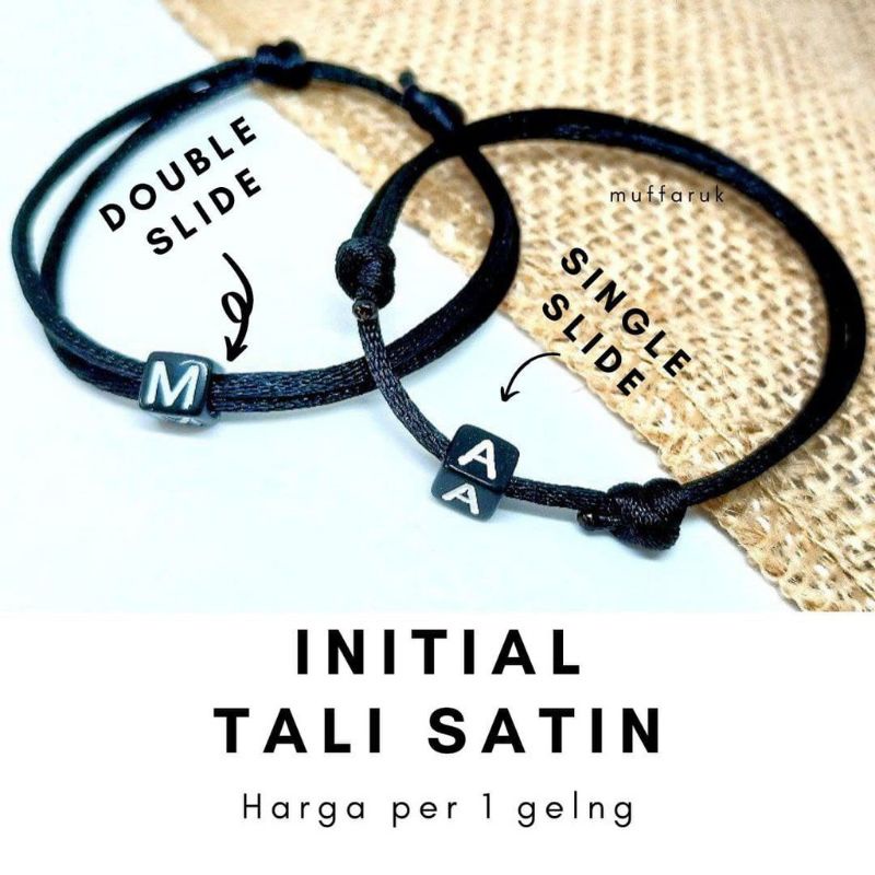 GELANG INISIAL HURUF DADU / INISIAL GELANG CUSTOM TALI SATIN TALI KOREA WATERPROOF