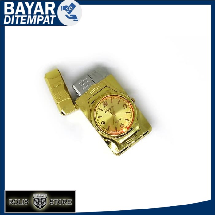 PROMO KOREK API JAM BULAT 3752 GOLD MANCIS LAS LIGHTER GAS BUTANE